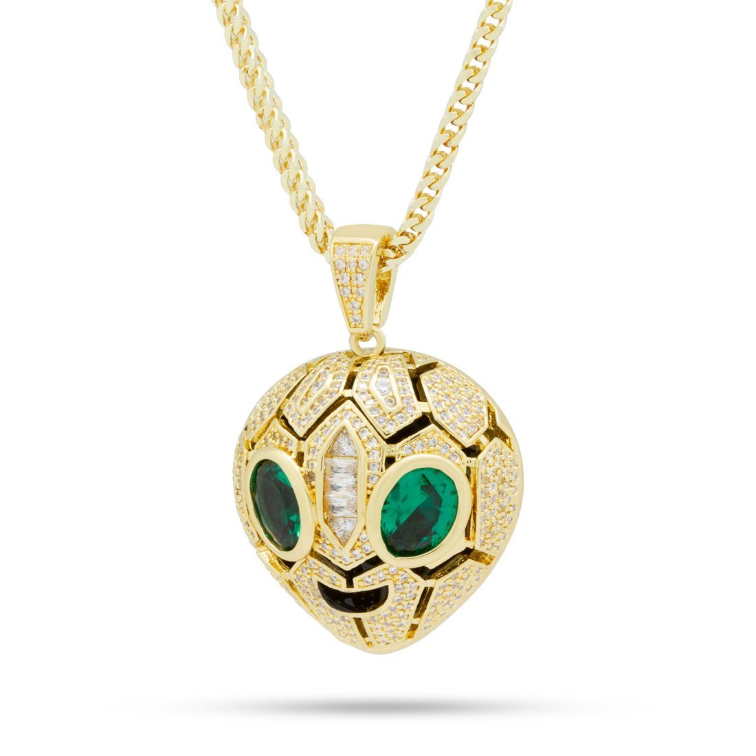 Serpent Alien Emoji Necklace  in  14K Gold / 1.8" by King Ice