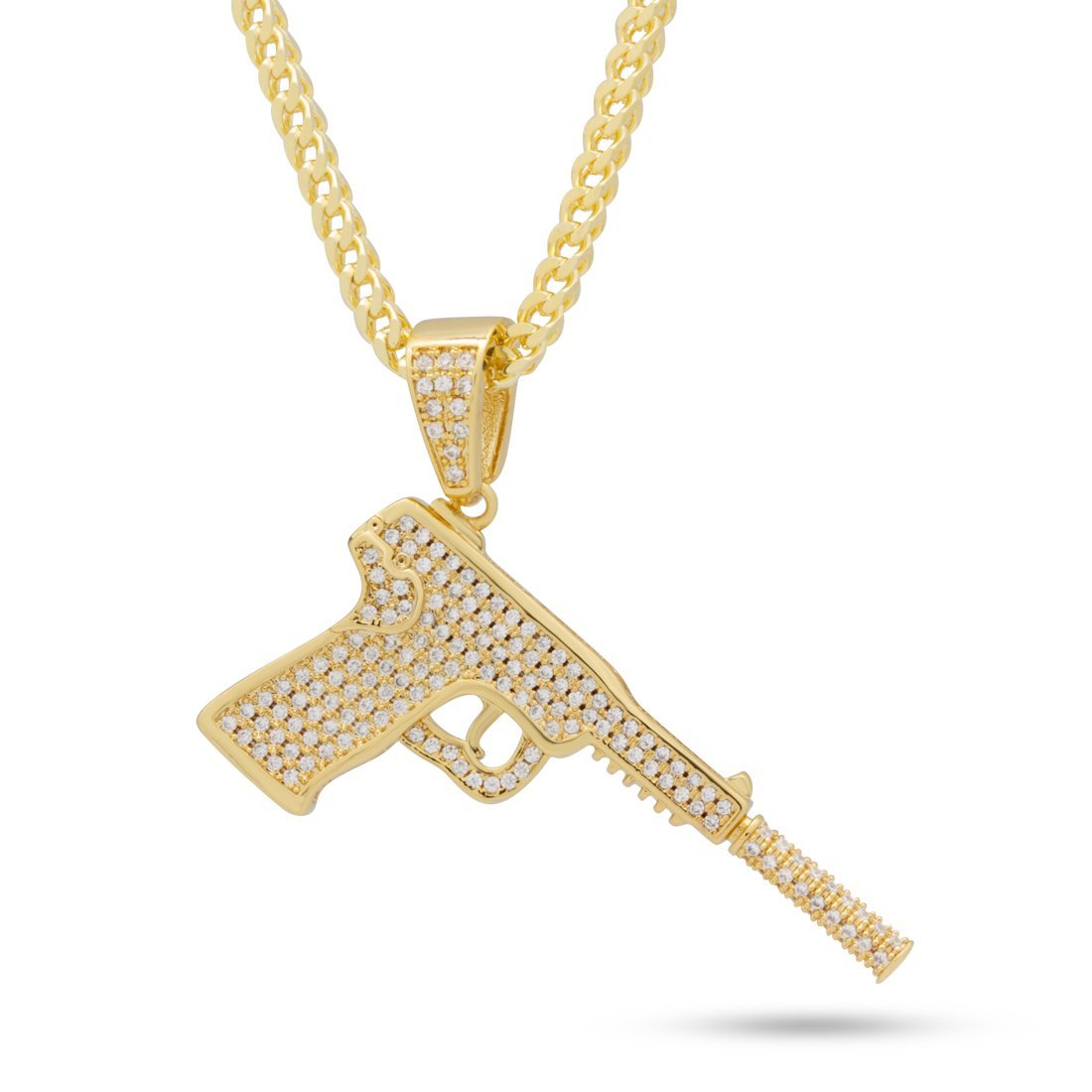 Silencer Necklace  in  14K Gold / 1.7" by King Ice