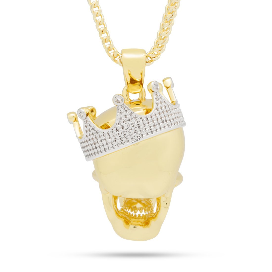 Skull King Necklace  in  14K Gold / 1.9" by King Ice