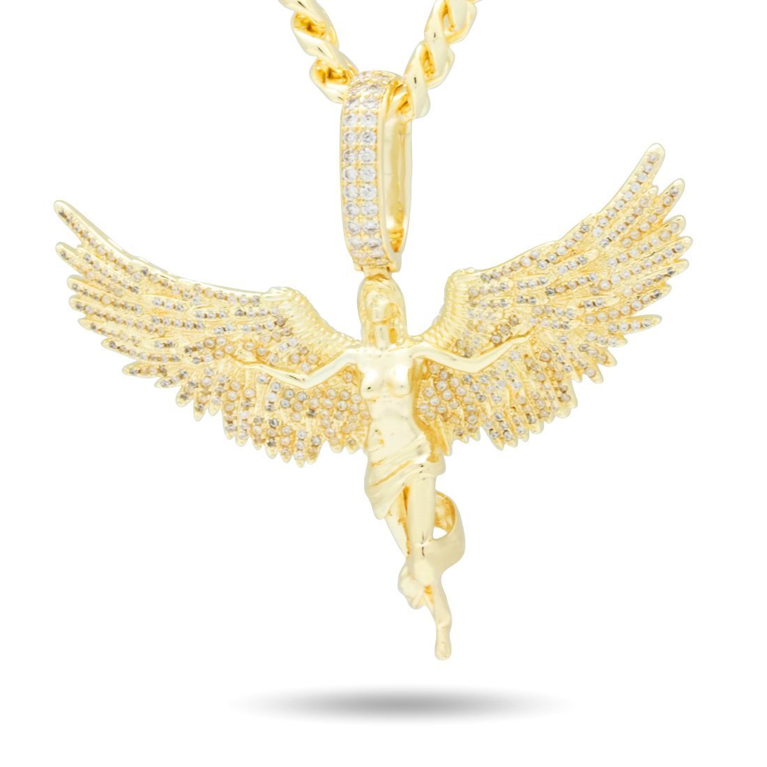 Soaring Angel Necklace  in  14K Gold / 2.8" by King Ice