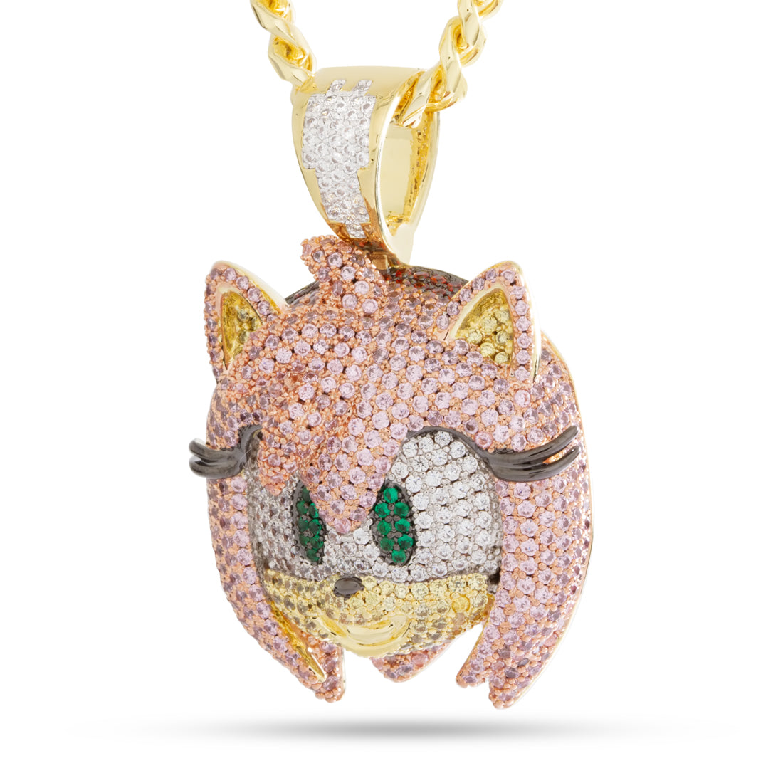 Sonic the Hedgehog x King Ice - Amy Necklace  in  Gold Plated / 14K Gold / 2" by King Ice