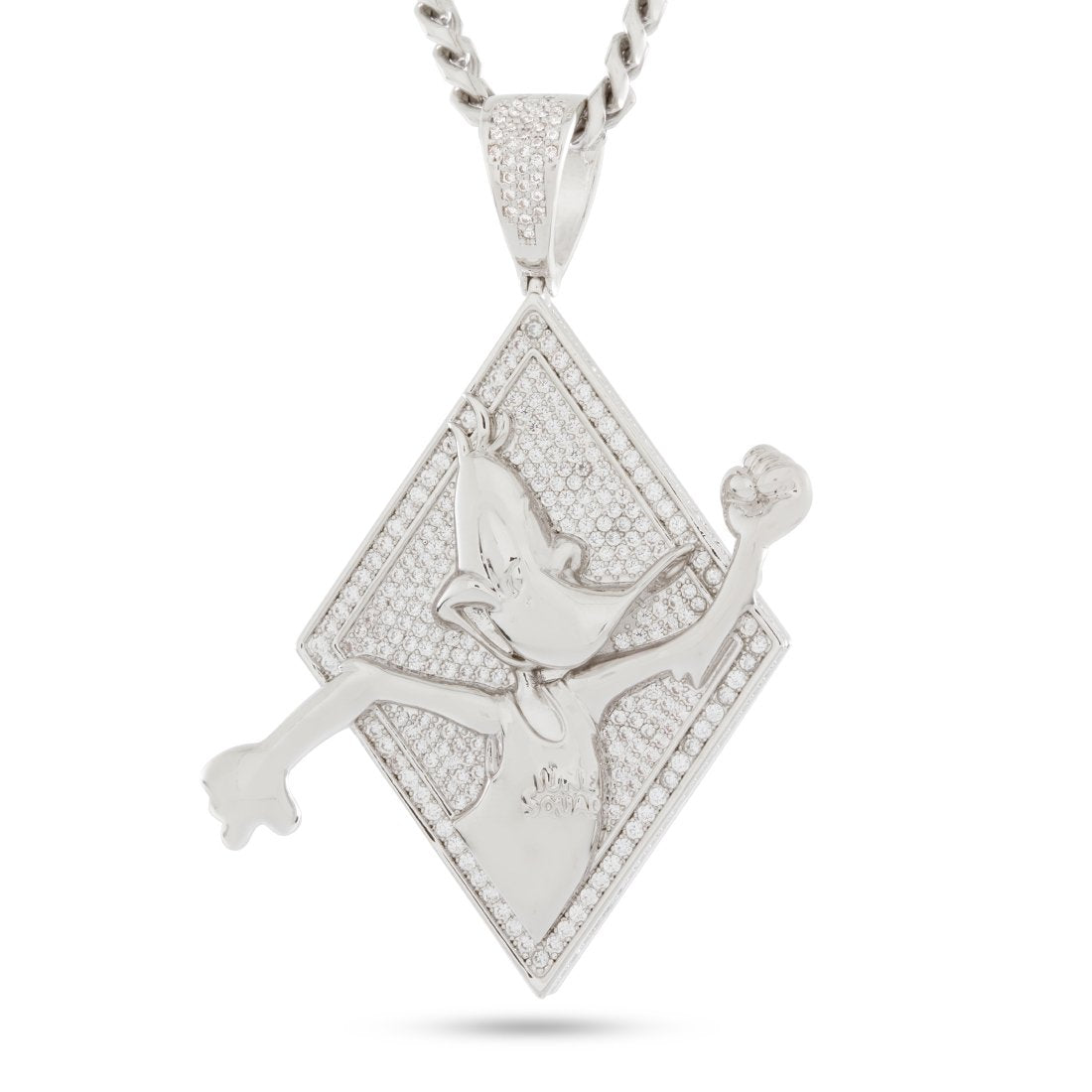 Space Jam x King Ice - Daffy Duck Necklace  in  White Gold / 2.7" by King Ice