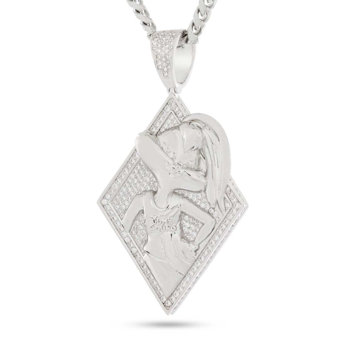 Space Jam x King Ice - Lola Bunny Necklace  in  White Gold / 2.7" by King Ice