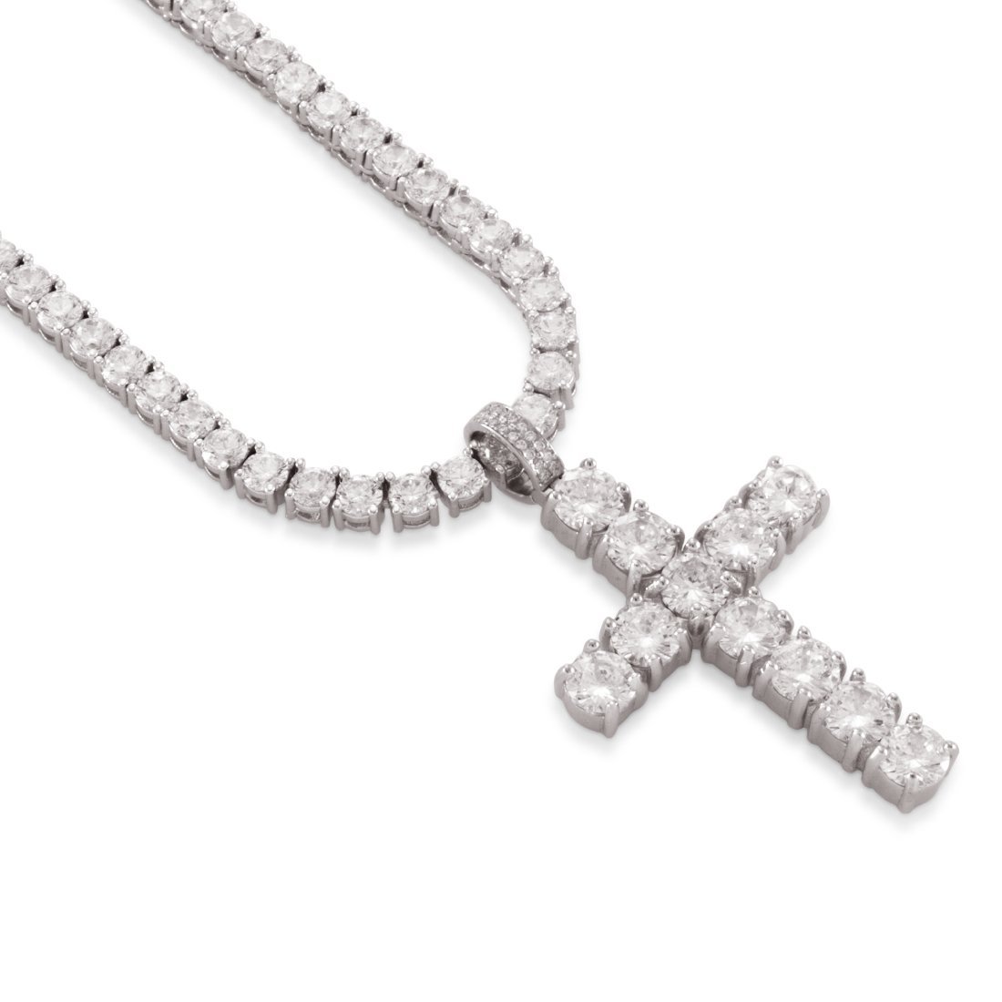 Tennis Cross Necklace  in  by King Ice