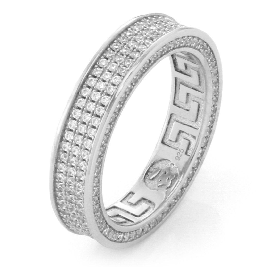 3-Row Infinity Ring  in  Sterling Silver / White Gold / 7 by King Ice