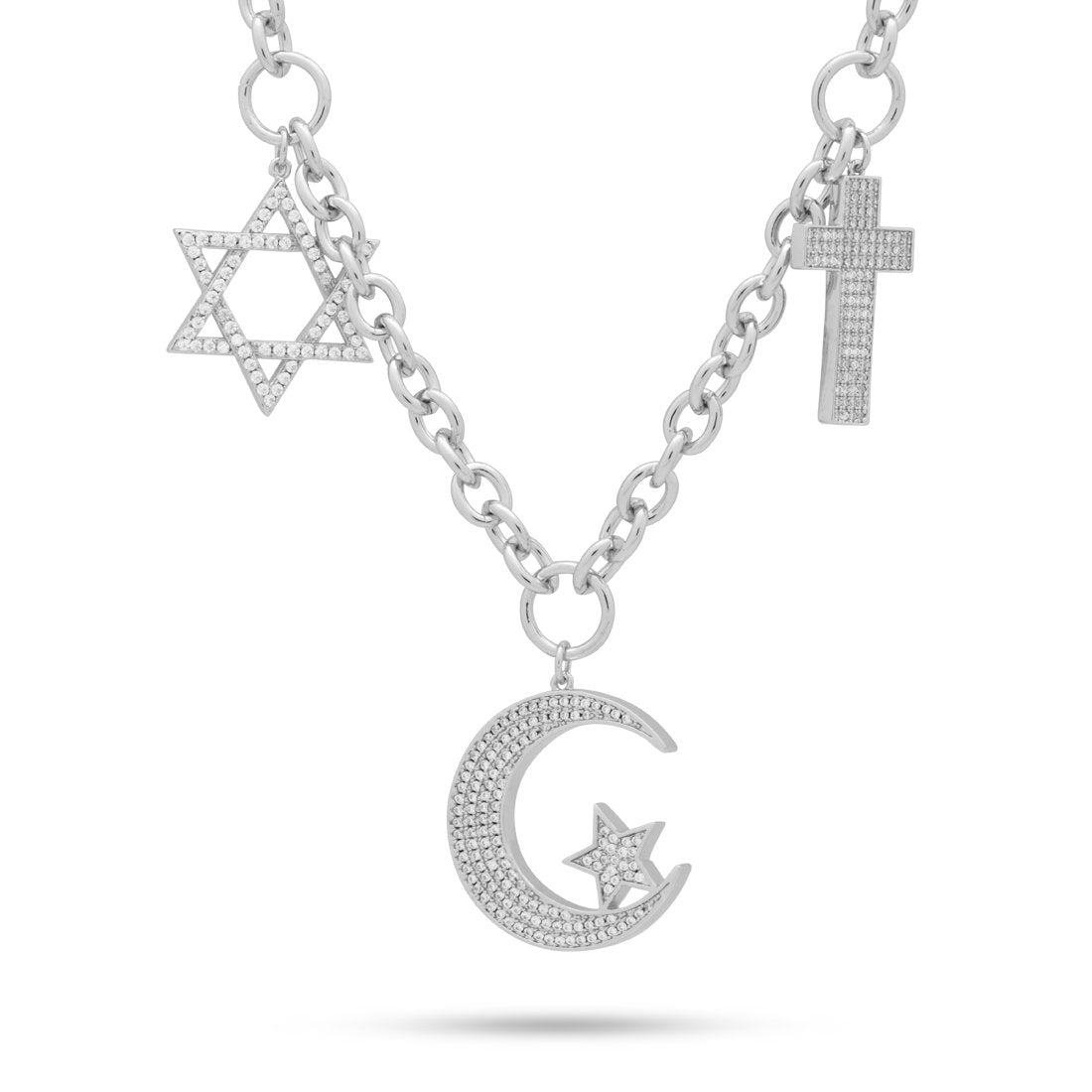 Unity Chain of Abraham Necklace  in  White Gold / 1.3" by King Ice