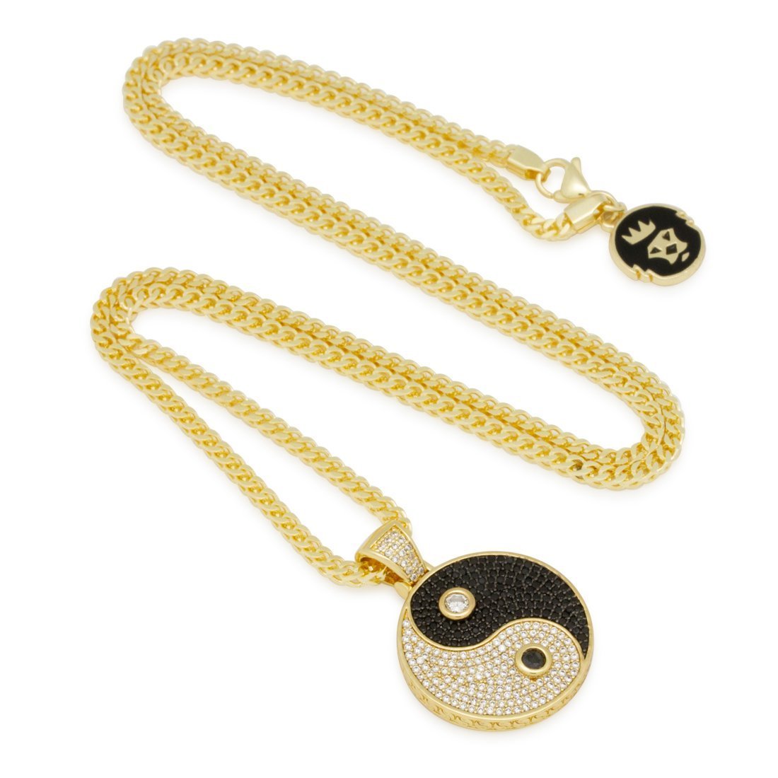 Yin Yang Medallion Necklace  in  14K Gold / 1.3" by King Ice