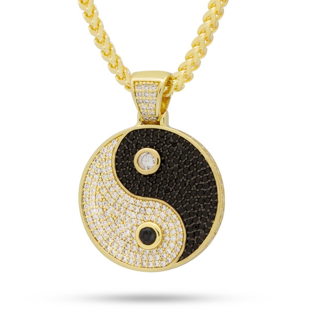 Yin Yang Medallion Necklace  in  14K Gold / 1.3" by King Ice