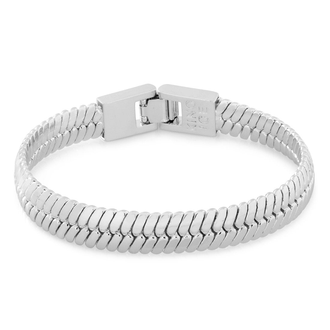 10mm Thick Herringbone Bracelet  in  Gold Plated / White Gold / 8" by King Ice