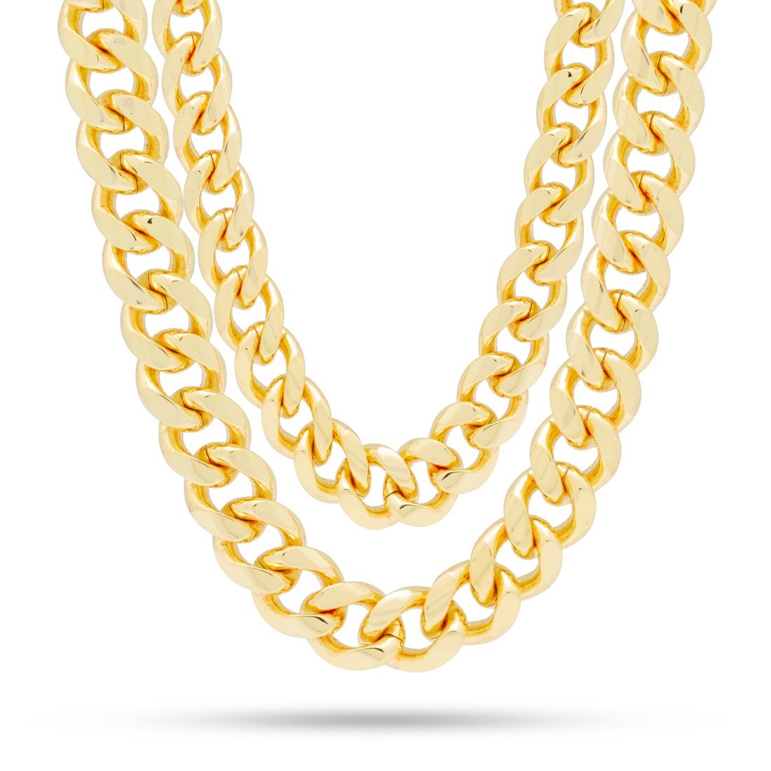 12mm Miami Cuban Link Chain Choker Set  in  Gold Plated / 14K Gold / 18"/20" by King Ice