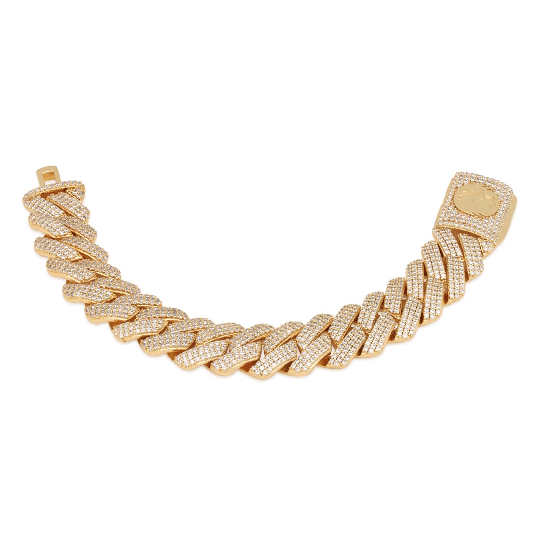 18mm Iced Diamond Cut Miami Cuban Link Bracelet  in  Gold Plated / 14K Gold / 7" by King Ice