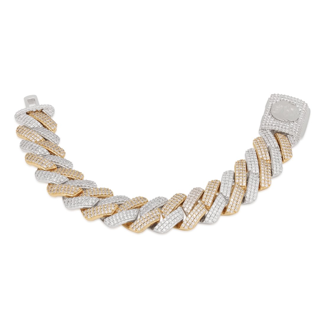 18mm Iced Diamond Cut Miami Cuban Link Bracelet  in  Gold Plated / 14K/White Gold / 7" by King Ice