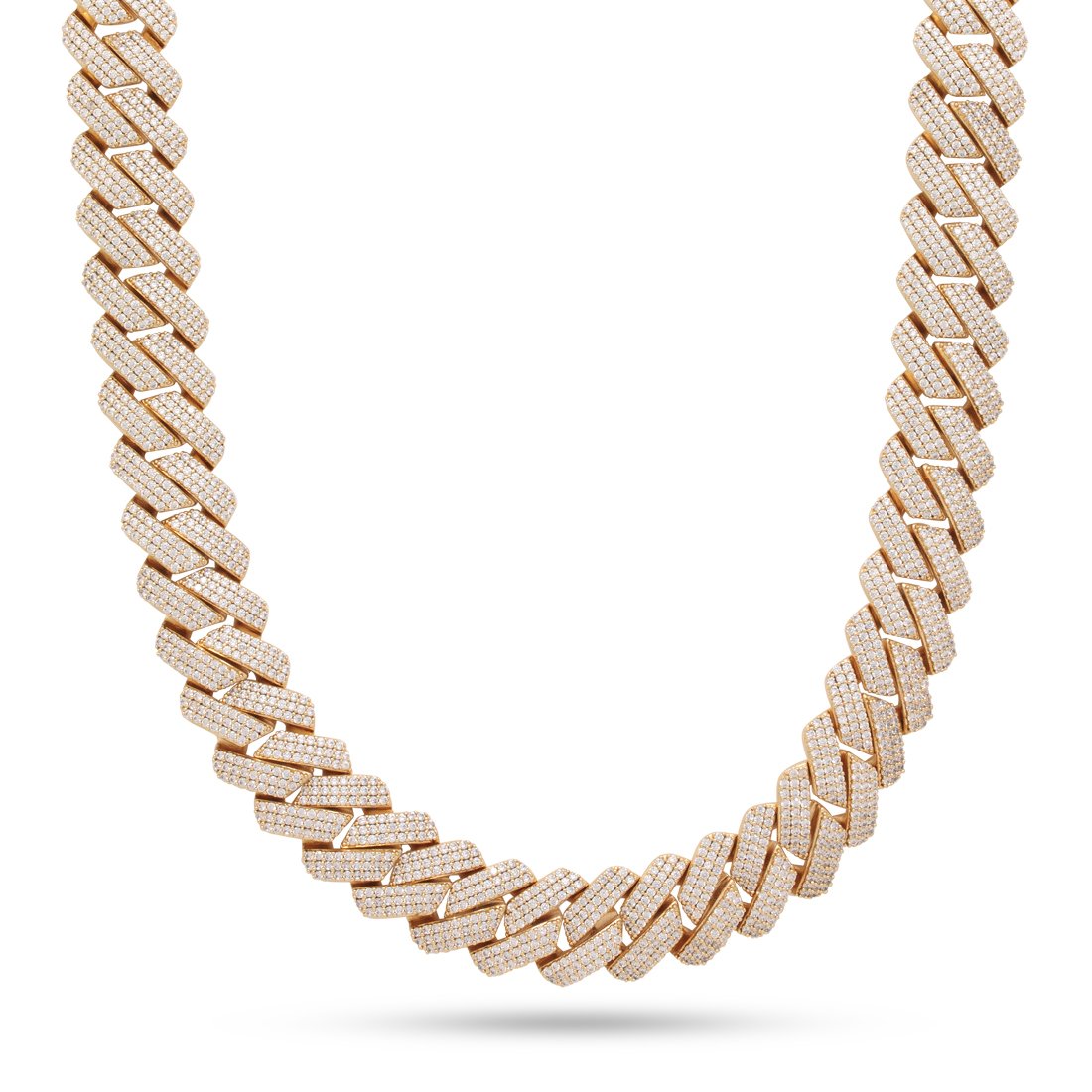 18mm Iced Diamond-Cut Miami Cuban Link Chain  in  Gold Plated / 14K Gold / 18" by King Ice