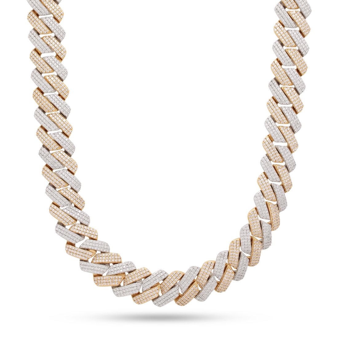 18mm Iced Diamond-Cut Miami Cuban Link Chain  in  Gold Plated / 14K/White Gold / 18" by King Ice