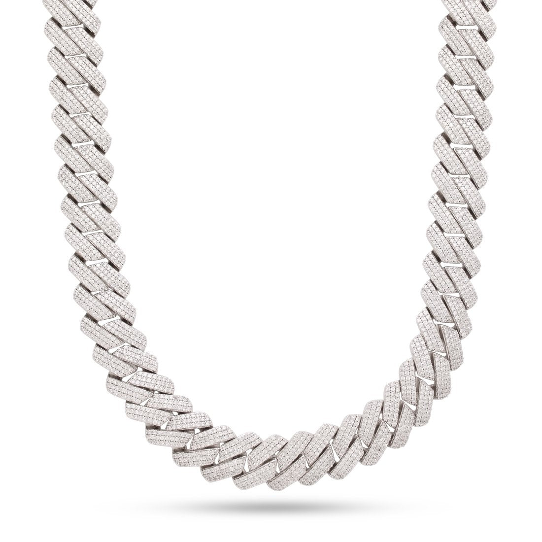 18mm Iced Diamond-Cut Miami Cuban Link Chain  in  Gold Plated / White Gold / 18" by King Ice