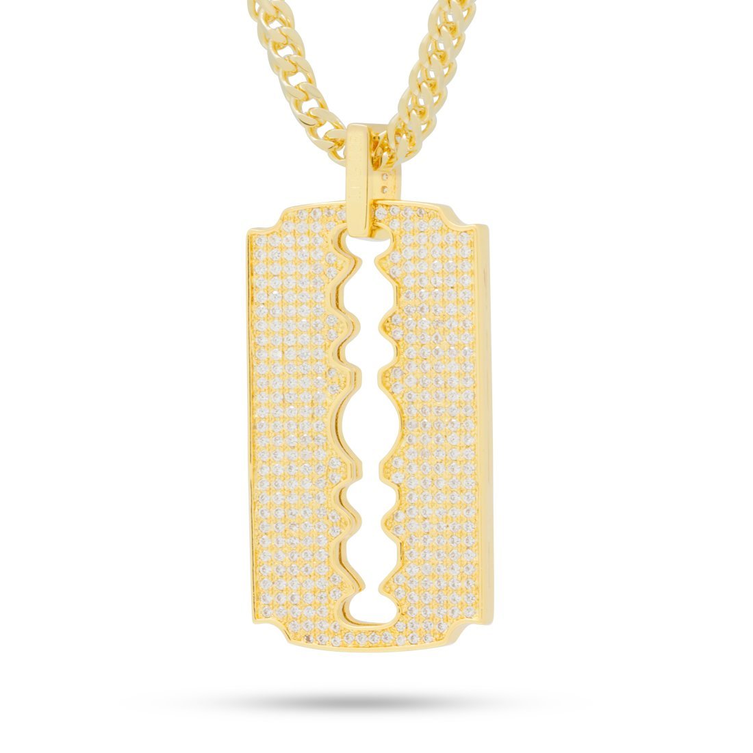 Double-Edge Razor Blade Necklace  in  14K Gold / 1.7" by King Ice