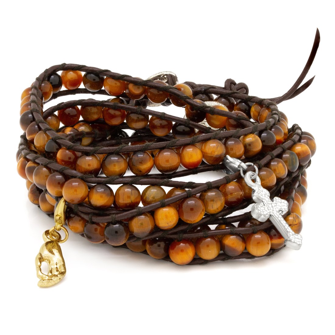 Endless Tiger Eye Bracelet by MARZ  in  White Gold / Adjustable by King Ice