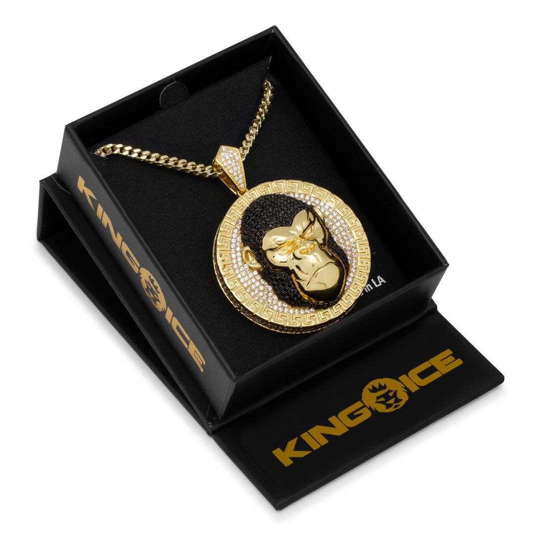 Gorilla Medallion Necklace  in  14K Gold / 2.1" by King Ice