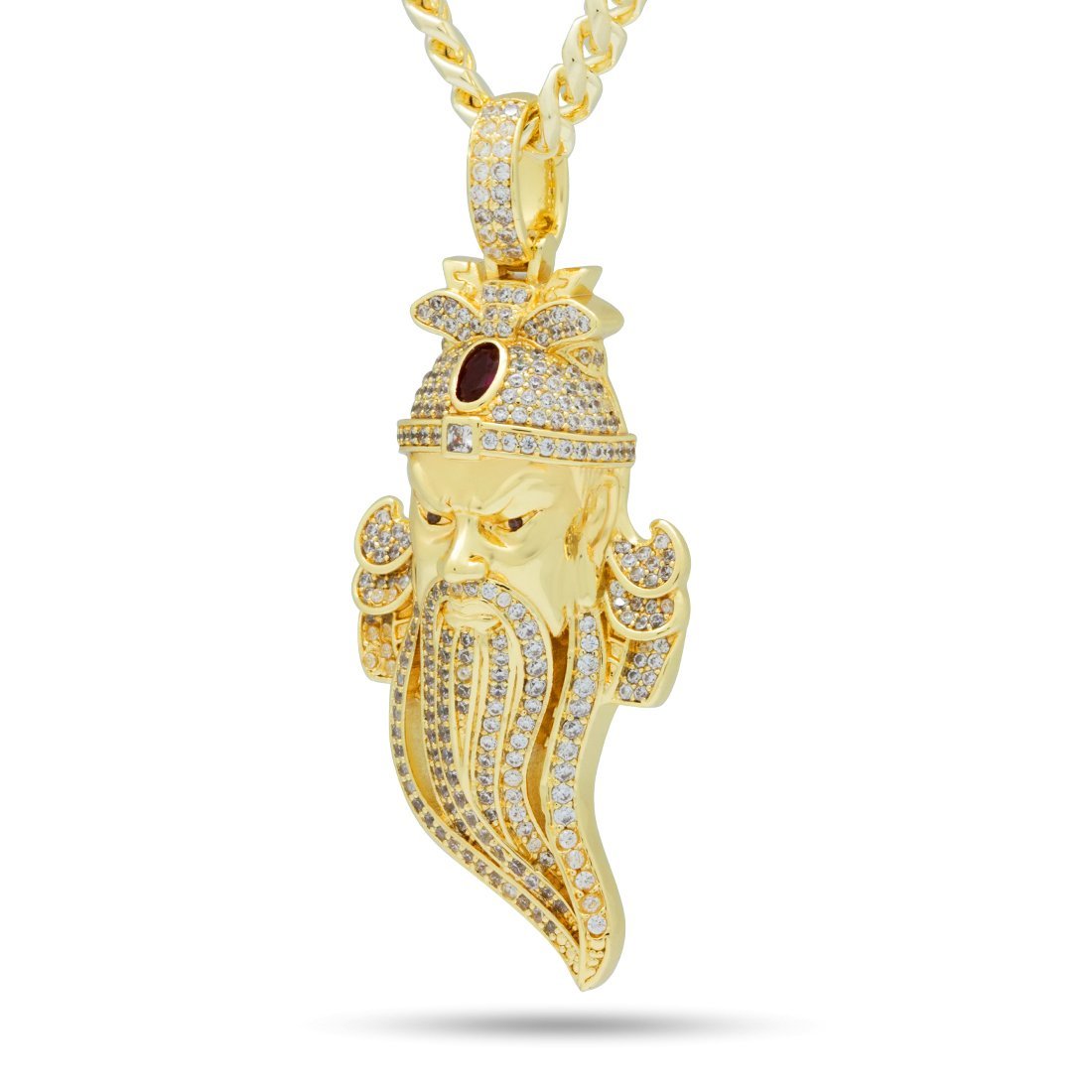 Guan Yu God of War Necklace  in  14K Gold / 2.4" by King Ice