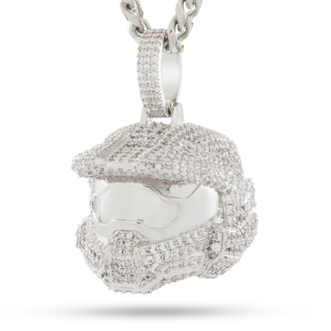 Halo x King Ice - Master Chief Helmet Necklace  in  White Gold / 1.6" by King Ice