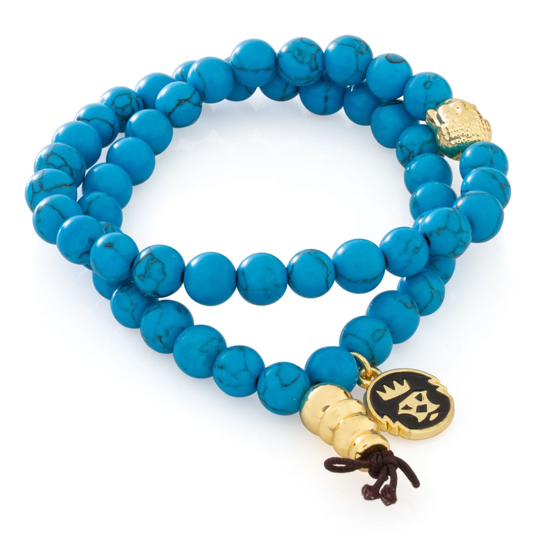 King Ice Turquoise Buddha Bead Wrap Bracelet by MARZ  in  8" by King Ice