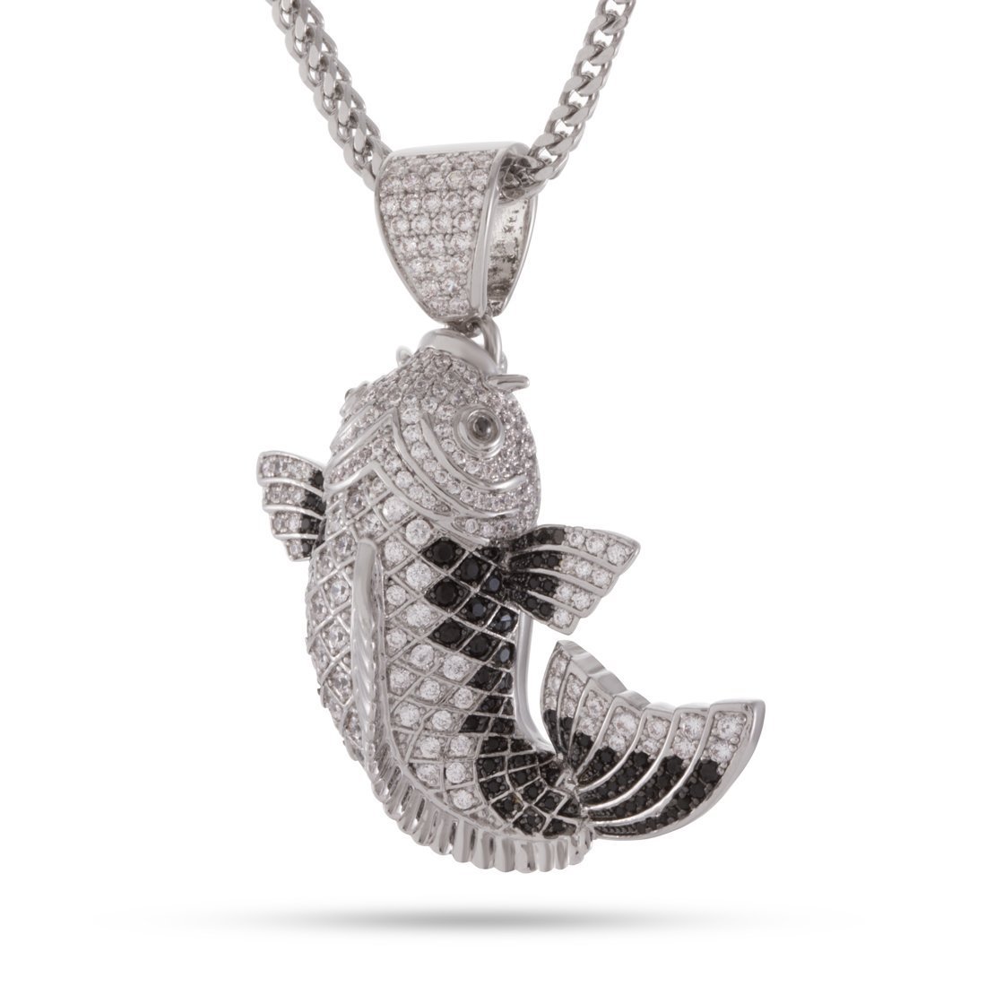 Matsuba Koi Fish Necklace  in  White Gold / 2.1" by King Ice