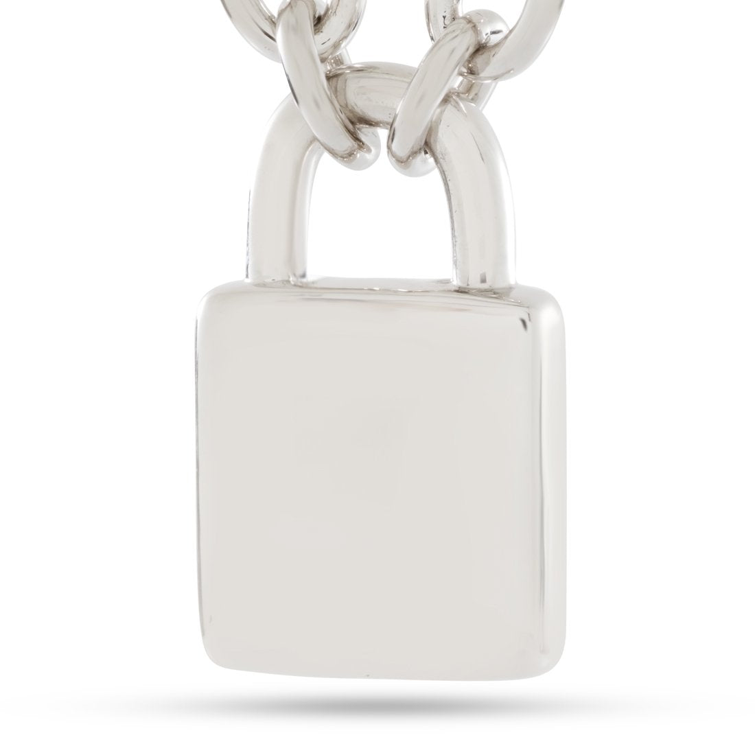 Original Padlock Necklace  in  White Gold / 1.6” by King Ice