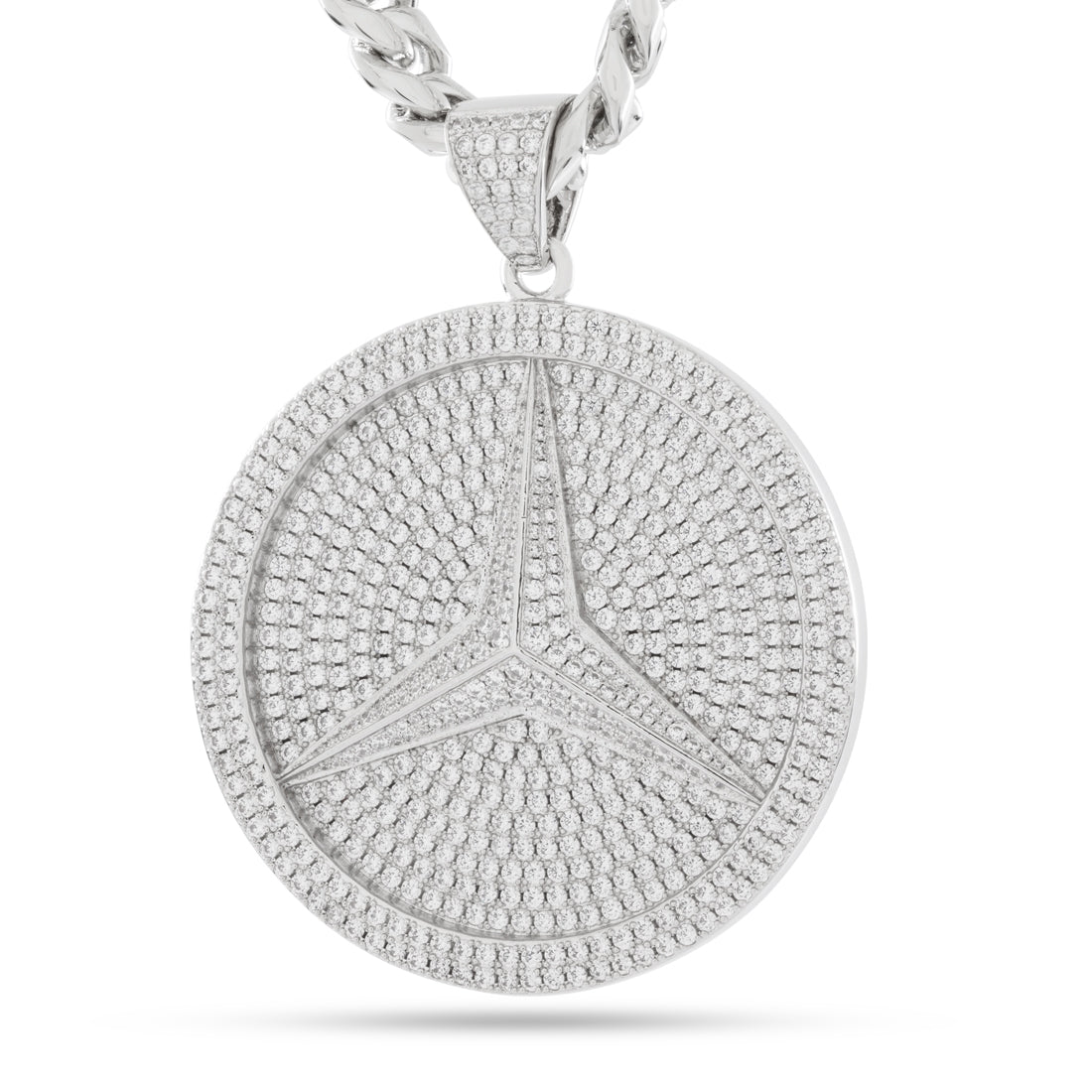 Paid in Full Medallion Necklace  in  White Gold / 3.1" by King Ice